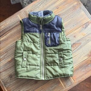 Stylish Olive and Navy Kids' Puffer Vest